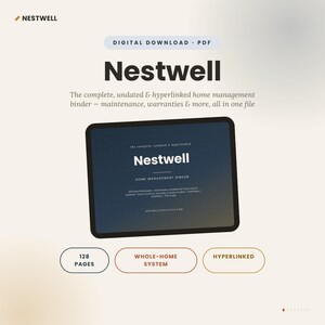 Home Management Binder Digital Planner | Maintenance Checklist Hyperlinked GoodNotes | Appliance Warranty Inventory Tracker PDF | Nestwell