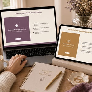 Language Learning Journal | Vocabulary Flashcards, CEFR Progress Tracker & Daily Practice Log — Hyperlinked Editable GoodNotes PDF