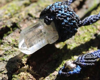Australian Raw Topaz Pendant, Platypus Dreaming Genuine Topaz necklace, Australian made Macrame cord Talisman, Elven healing crystal jewelry