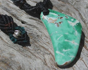 Australian Variscite Boomerang Necklace Pemdant , Australian handMade handwoven tropical cord, Variscite Pendant, November Birthstone
