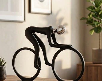 Statue de cycliste moderne en résine, sculpture abstraite de cycliste, décoration de bureau à domicile