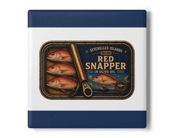 Vintage rode snapper keramische onderzetter | No.05 Viscollectie Seychellen | Cadeau visliefhebber | Nautische onderzetter van kurk