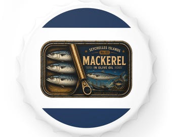 Vintage makreel flesopener | Nr. 03 Seychellen Viscollectie | Cadeau voor visliefhebbers | Magnetisch baraccessoire