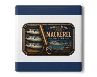 Vintage keramische makreelonderzetter | No.03 Viscollectie Seychellen | Cadeau visliefhebber | Nautische onderzetter van kurk