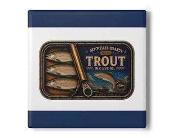 Keramische vintage forel onderzetter | No.07 Viscollectie Seychellen | Cadeau visliefhebber | Nautische onderzetter van kurk