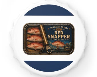 Vintage flesopener in de vorm van een rode snapper | Nr. 05 Seychellen Viscollectie | Cadeau voor visliefhebbers | Magnetisch baraccessoire