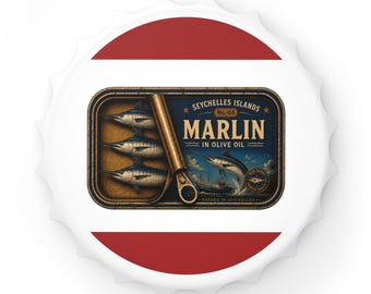 Vintage Marlin flesopener | Nr. 04 Seychellen Viscollectie | Cadeau voor visliefhebbers | Magnetisch baraccessoire