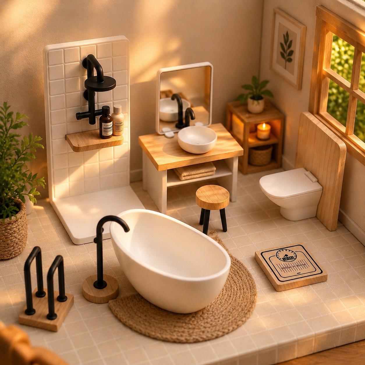 アンティーク風バストイレ、洗面セット ボードヘニッヒ ドールハウス ミニチュア Dollhouse bathroom - Etsy 日本