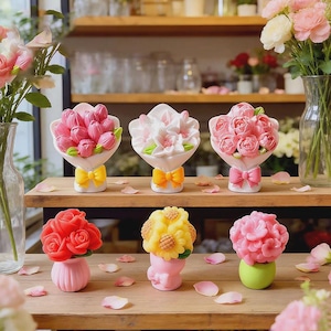 Resin Miniature Flower Arrangement, Dollhouse Miniatures, Mini Flower Pot, Rose Bouquet, Fairy Garden Decor, Terrarium Decor, Handmade Gift.