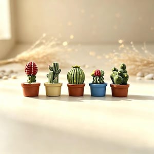 Dolhouse Miniatures Funny Succulent Flower Pot with Human Face Mini Planter Cute Resin Cactus Pot Desk Decor Office Healing Plant Home Decor