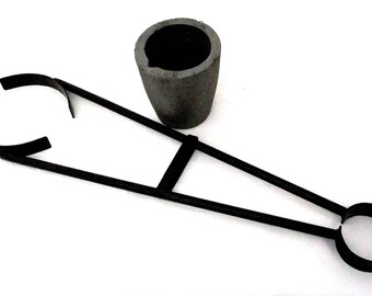 4 Kg Clay Graphite Foundry Crucible Kit w// 18 Hinge-Style Foundry Tongs