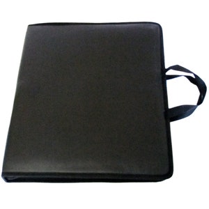 May include: Black portfolio case with a carrying handle. The case is made of a durable material and has a zipper closure.