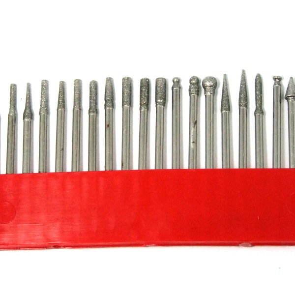 Assorted Tip Diamond Coated Steel Burs For Rotary Tools 20 Pieces  SALE