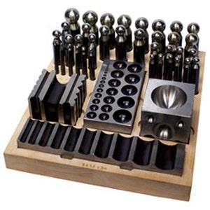 Large 40 Piece Dapping And Forming Set In Wood Base