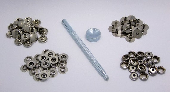 Snap Fastener Kit With 20 Snaps and Setting Tool for Thinner