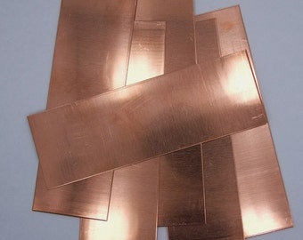 Raw Copper Sheet, Bracelet Cuff Blanks 6" x  2" 26ga Package Of 6