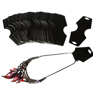 100 Pack Necklace/Bracelet Fold Over Cards With Adhesive Black