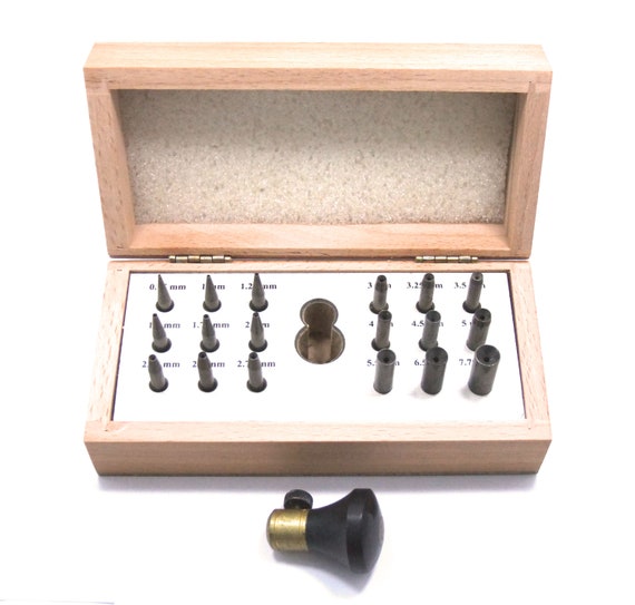 Kit Di 18 Punzoni E Brunitori Per Lavorazione Metalli, Con Pietra, In Custodia Di Legno, Made In India