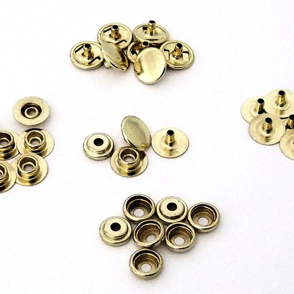 1/2 Inch Diameter Brass Plated Snaps Package of 8 Sets SALE