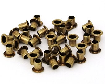 3/16 Inch Diameter Antique Brass Plated Eyelets Package of 36 SALE