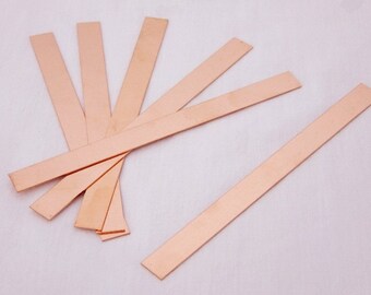 Raw Copper Sheet, Bracelet Cuff Blanks 6" x 0.5" 18ga Package Of 6