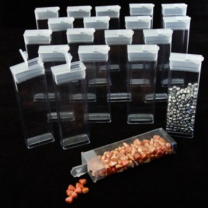 Retail Pack of 20 Rectangle Clear Plastic Storage Tubes W/ Flip Tops 3&quot;