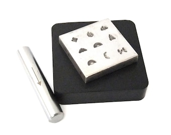 Shot Plate 9 Designs Assorted Shapes Impression Die With Punch And Rubber Bench Block