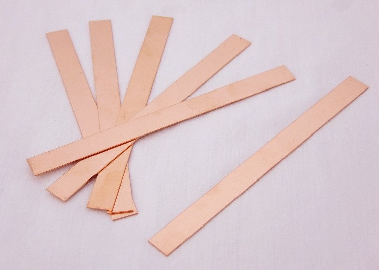 Raw Copper Sheet, Bracelet Cuff Blanks 6" x 0.5" 26ga Package Of 6