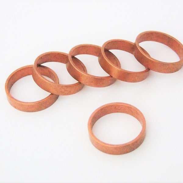 Raw Copper Flat Ring Blanks 4.8mm Wide Size 12  Pkg Of 6 Be Creative