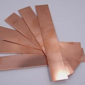 Raw Copper Sheet, Bracelet Cuff Blanks 6" x 1" 26ga Package Of 6