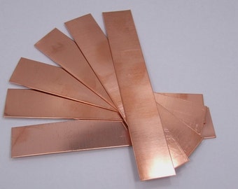 Raw Copper Sheet, Bracelet Cuff Blanks 6" x 1" 16ga Package Of 6