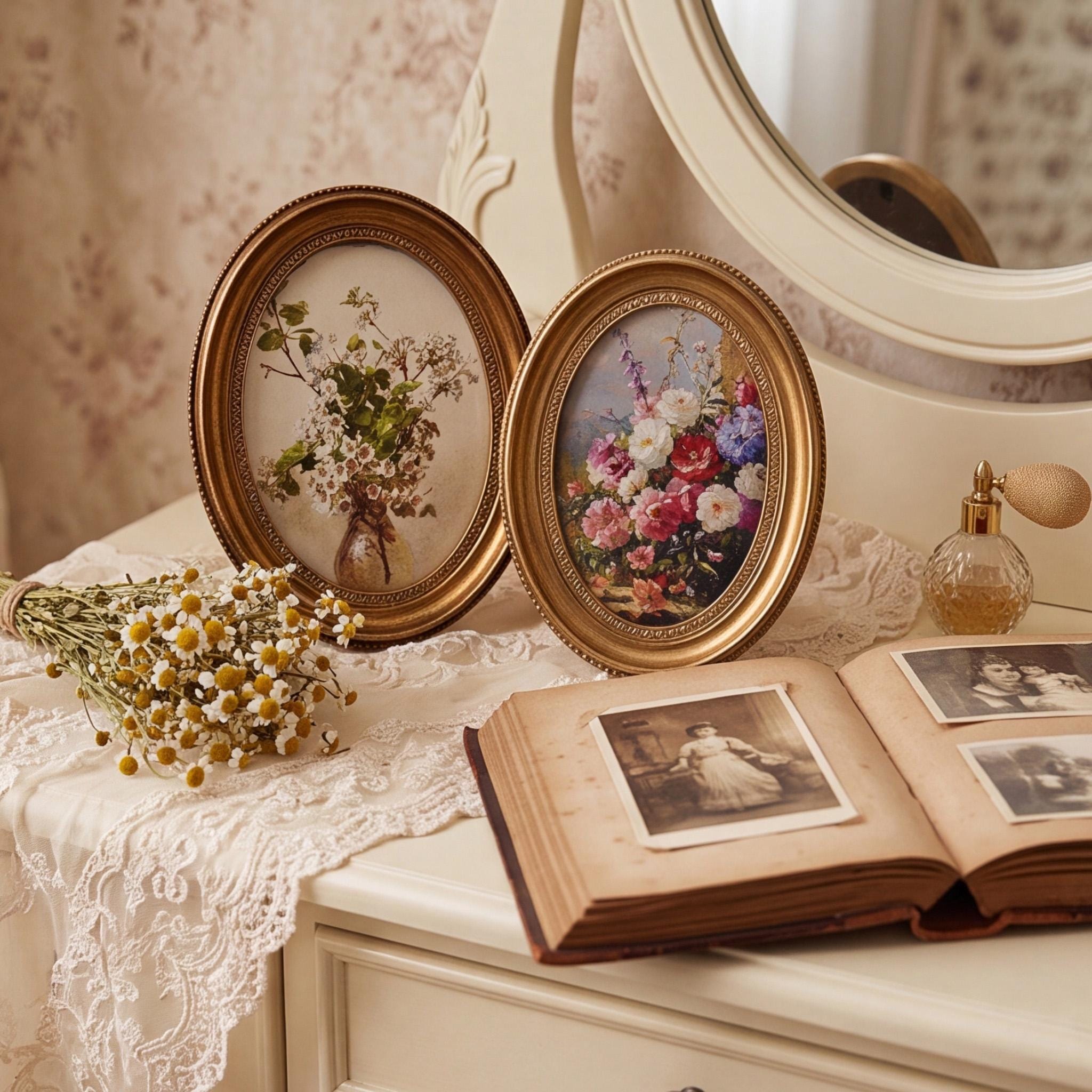 アンティーク　アートフレーム　フラワーモチーフ　ヴィンテージ　2つセット Vintage Floral Frame - Etsy