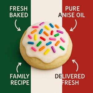 Authentic Italian Anise Cookies | 24 Handcrafted Cookies | Fresh Baked Holiday Treats | Traditional Family Recipe | Gourmet Gift Idea