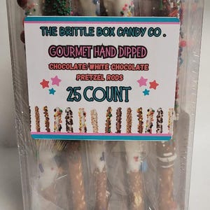 25 Pack Hand-Dipped Pretzel Rods Gift Box | Assorted Toppings | Perfect for Gifting