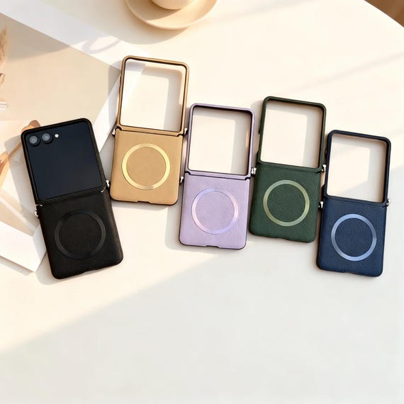 Luxury Leather Magnetic Case for Samsung Galaxy Z Flip 7 6 5 4 Wireless Charging Shockproof Protective Cover