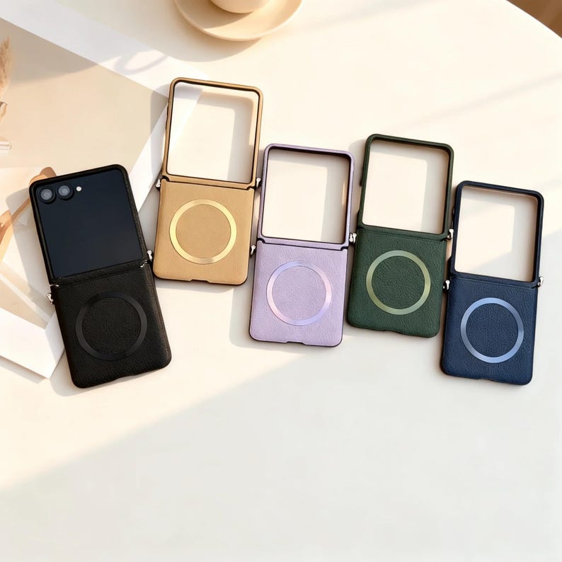Luxus Leder Magnet Fall für Samsung Galaxy Z Flip 7 6 5 4 Wireless Lade stoßfeste Schutzhülle Bild 1
