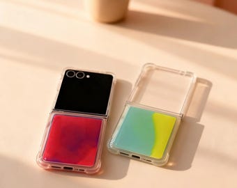 Leuchtende Glitzer-Handyhülle in Treibsandoptik für Samsung Galaxy Z Flip 8 7 6 5 4 3 – Stoßfeste, transparente Silikonhülle