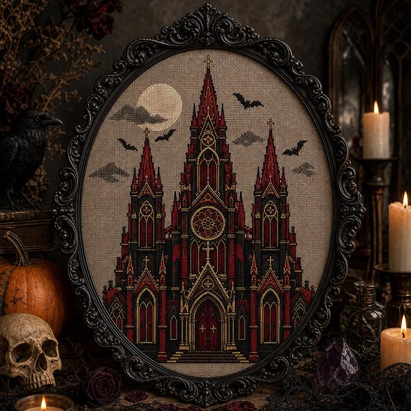 Gothic Cathedral Cross Stitch Pattern - Digital PDF Download