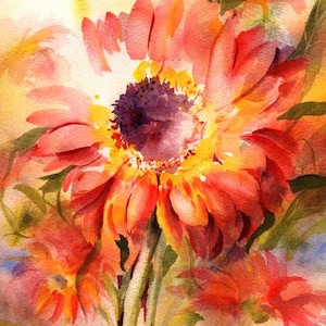 Gerberas Watercolor Print, Floral Art Print from Original Watercolor Painting by ConnieTownsArt