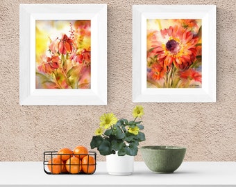 Set of 2 Floral Watercolor Prints from Original Watercolor Paintings by Connietownsart, Fine Art Watercolor