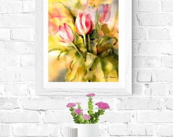 Colorful Tulips Art Print - Botanical Print - Floral Home Decor - Unique Gift for Her