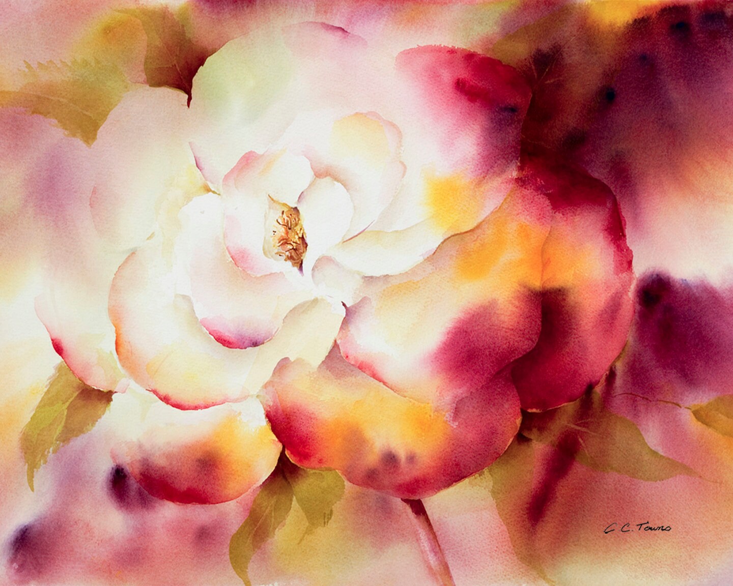 Dusty Rose Wall Art Print by Connietownsart Rose Watercolor Etsy UK