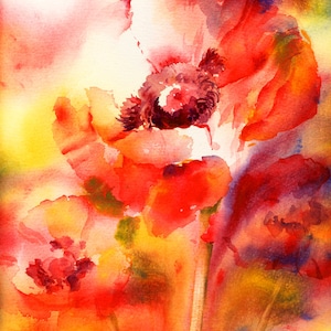 Poppies Painting Print from Original Watercolor Painting, California Poppy Art, Gifts for Mom