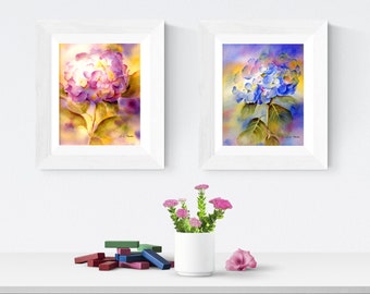 Floral Painting Hydrangeas, 8x10 Fine Art Print Watercolor, Hydrangea Print, Hydrangea Watercolor Painting by Connietownsart