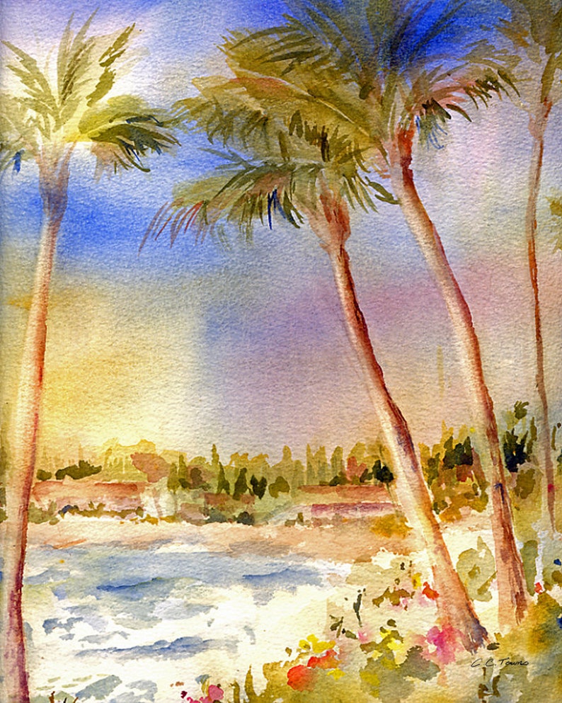 Hawaiian Art Palm Tree Wall Art Maui Art Beach Wall Art Etsy
