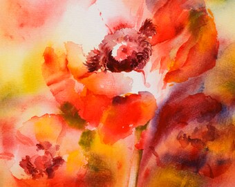 Poppy Art, California Poppy Art from Original Watercolor Painting by Connietownsart, Poppy Wall Art