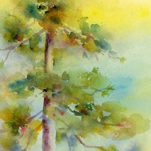 Pine Tree Painting, Pine Tree Art, Watercolor Painting Print by Connietownsart, Pine Tree Prints, Landscape Art Prints