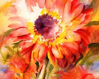 Watercolor flowers art print from original watercolor painting by Connietownsart