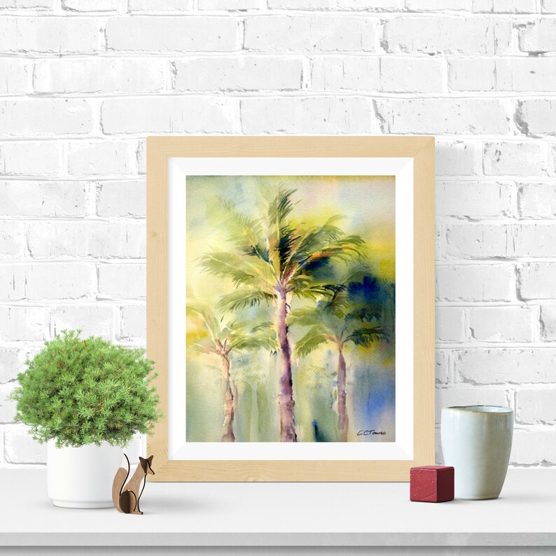 Palm Trees Art Print Palm Trees Watercolor Painting Print by Etsy