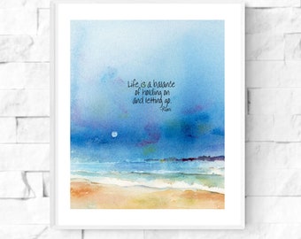 Motivational soothing inspirational watercolor print with quote by Connietownsart